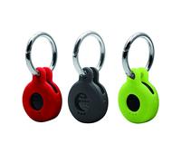 KJGLRSQH 3 Pack Case for Tile Sticker 2022 with Keychain, Item Finder Accessory, Protective Cover Sleeve for Tile Tracker Tag, Pet Dog Cat Collar Holder Black Red Green