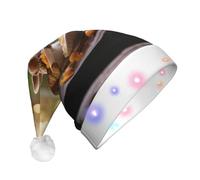 KJGvbn Easter Rabbit Eatting Print Unisex Christmas Led Light-Up Hat, Festive Flashing Lights Xmas Cap For Holiday Parties, Adults Plush Winter Novelty Hat