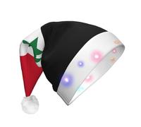 KJGvbn Flag Of The Syrian Arab Republic Print Unisex Christmas Led Light-Up Hat, Festive Flashing Lights Xmas Cap For Holiday Parties, Adults Plush Winter Novelty Hat
