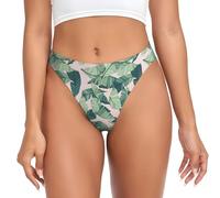 KJGvbn Green Palm Tree Leaves Pink Women'S Thongs Underwear, Low Rise, Stretch Seamless G-String, Breathable No Show Thong