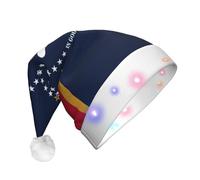 KJGvbn Mississippi State Flag Print Unisex Christmas Led Light-Up Hat, Festive Flashing Lights Xmas Cap For Holiday Parties, Adults Plush Winter Novelty Hat