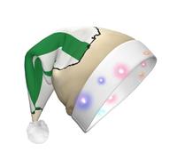 KJGvbn Nigeria Flag Map Print Unisex Christmas Led Light-Up Hat, Festive Flashing Lights Xmas Cap For Holiday Parties, Adults Plush Winter Novelty Hat