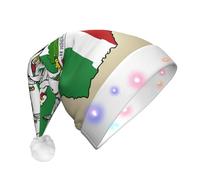 KJGvbn Nigeria Flag Map With Horse Pattern Print Unisex Christmas Led Light-Up Hat, Festive Flashing Lights Xmas Cap For Holiday Parties, Adults Plush Winter Novelty Hat