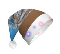 KJGvbn Sea Tropical Palm Trees Beach Nature Print Unisex Christmas Led Light-Up Hat, Festive Flashing Lights Xmas Cap For Holiday Parties, Adults Plush Winter Novelty Hat