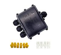 KJH-T Waterproof Junction Box,IP68 Outdoor Cable Connectors with M25 Gland Wire Connector, External Electrical Inline Junction Box for 4-15mm Diameter Cable (4-Way)