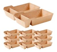 KJHBV 100pcs Kraft Paper Snack Boxes with Folding Design 520ml Capacity Brown Double Compartment Food Packaging Containers Convenient for Holding Candy and Snacks at Parties