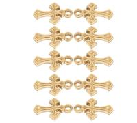 KJHBV 10pcs Golden Stainless Steel Mini Cross Charms for Jewelry Making Classic Catholic Cross Pendant with Versatile Application and Resistance to Wear for Religious Jewelry Projects