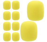 KJHBV 10pcs Yellow Foam Windscreen Cover for Handheld Microphone, Acoustic Transparency with Surface Microperforations, Minimizes Plosive Sounds for Outdoor Performance and Ktv