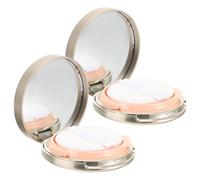KJHBV 2 Pcs Empty Cushion Foundation Container with Puff and Mirror, Portable Powder Compact Case in Golden for Daily Using and Outdoor Traveling
