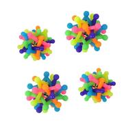 KJHBV 2 Pcs Rubber Dog Chew Ball for Playing and Sound Making, Rainbow Molar Teething Suitable for Dogs and Pets at Home Or Office