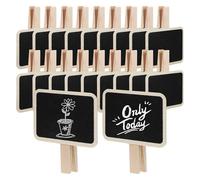 KJHBV 20 Pcs Mini Chalkboard Signs with Clip Wooden Clips for Easy Attachment Reusable Square Chalkboard Tags Hanging for Store and Supermarkets Elegant Creative Decoration