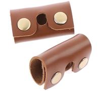 KJHBV 2pcs Brown Synthetic Leather Head Protective Sleeve and Manual Case with Iron Frame, Space-Saving Travel Shaving Covers for Fathers and Husbands