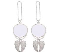 KJHBV 2pcs Car Hanging Ornament Angel Wing Pendant for Car Decor Zinc Alloy Material Silver Colour Decorative and Fade Resistant