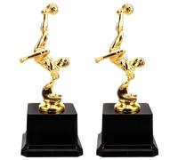 KJHBV 2pcs Gold Plastic Soccer Trophy with Polished Surface and Resists Tipping Feature, for Community Contests and School Leagues, Team Sports Award Cup