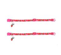 KJHBV 2pcs Lightweight Cat Collar with Bell Strawberry Print, Safe Polyester Material, Quick Release Buckle, for Holiday Atmosphere and Festival Parties