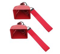 KJHBV 2pcs Loud Red Cowbells for Football Games with Handle and Wrist Strap, Easy to Use Iron Handheld Cheering Bells for Fans on Game Day, and Powerful Sound
