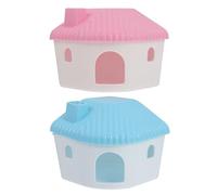 KJHBV 2pcs Small Animal House Hideout for Hamster, Rat, and Mouse with Plastic Material, Blue and Pink Colours, Resting Place and Play Spot for Small Pets