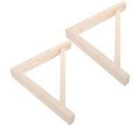 KJHBV 2pcs Wall Mounted Wooden Shelf Brackets in Khaki, Triangle L Shape Design with Stable Support and Natural Wood Texture, 12.6x12.6x1.6in, for Narrow Corridors and Apartments