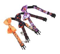 KJHBV 3pcs Adjustable Halloween Themed Cat Collar with Bell for Small Cats and Dogs, Polyester Pet Bell Collar for Halloween Party and Holiday Costume Accessories