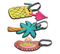 KJHBV 3pcs Hawaiian Beach Series Travel Luggage Tags Soft PVC and Rubber Bag Identifiers with Creative Boarding Pass Design, Easy to Carry and Identify Suitcase Tags for Travel