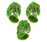 KJHBV 3pcs Miniature Fake Willow Trees with Base for Train Scenery and Model Landscape, Plastic Material, Low Maintenance, for DIY Crafts and Holiday Village Decor