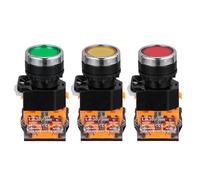 KJHBV 3pcs Momentary Push Button Switches Panel Cutout Self-locking Red Green Yellow Plastic for Electronic Devices and Control Panels