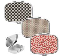 KJHBV 3pcs Portable Metal Pill Organizers with 2 Compartments, Moisture-Proof Zinc Alloy Compact Medicine Boxes for Business Trip and Pocket Storage