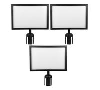 KJHBV 3pcs Stainless Steel Sign Frame with Cover for Queue Barrier Signboard, Horizontal Poster Holder with Firm Placement, Black Colour, for Security Crowd Management and Shortterm