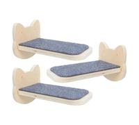KJHBV 3pcs Wooden Cat Wall Shelves with Scratching Pad, Multipoint Load Bearing Kitten Climbing Step, Modular Design for Playing and Lounging, Khaki Cat Walls Furniture