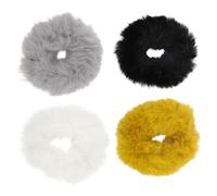 KJHBV 4pcs Fuzzy Hair Scrunchies Hair Elastic Bands Soft Faux Fur Material Gentle on Elastic Rope Ties Can Be Worn on Wrist for Everyday Accessories