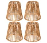 KJHBV 4pcs Handwoven Boho Lampshade Clip Set Made of Paper Rope and Iron, Decorative Khaki Woven Lamp Shades for Bedroom Interior Decor, Stylish Natural Pendant Light Covers