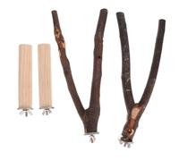 KJHBV 4pcs Natural Wood Parrot Standing Rods Bark, Bird Play Stand Sticks for Grinding Claws, Suitable for Pet Cage Accessories, Sturdy and Easy to Fix