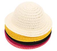 KJHBV 5 Pcs Doll Hand Knitted Small Straw Hat Breathable Paper Rope Leaf Summer Hat Natural Color Match Variety Outfit Craft Accessories