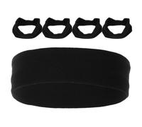 KJHBV 5pcs Lightweight Black Polyester Sports Headband and Wristbands Set for Boys with High Sweat Absorption, Non-slip Elastic Design for Soccer and Athletic Activities