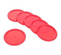 KJHBV 6pcs Red Ice Hockey Pucks Replacement round Pucks for Game Style Tables and Bars with Billiards, Plastic Material with Sturdy Structure and Enhanced Maneuverability for Desktop Ice