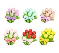 KJHBV 6pcs Resin Artificial Flower Bouquet Charms with Wear Resistant Feature, Miniature Small Flowers for DIY Phone Case Decors and Craft Accessories, to Color