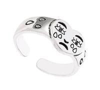 KJHBV Adjustable Silver Alloy Decorative Ring Love Heart Shape, Retro Style, Easy to Take, for Jewelry Collection and Fashionable Female Accessories