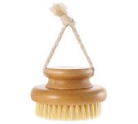 KJHBV Bamboo Round Bath Brush with Sisal Bristles for Comfortable Skin Exfoliation, Body Scrubber Designed for Shower and Dry Brushing, Bathing Tool for Effective Skin Cleaning