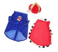 KJHBV Blue Dog Costume with Crown Hat and King Cloak for Pets, Adorable Cloth Pet Mantle Highlighting Appearance, Suitable for Everyday Wear and Photos