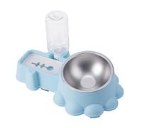 KJHBV Blue Plastic Pet Feeder Bowl Set for Rabbits and Pets with Double-use Detachable Design and Bite-resistant Feature, Keeps Water Clean for Daily Feeding