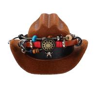 KJHBV Car Interior Cowboy Hat Hanging Ornament with Robot and Handmade Design for Rearview Mirror Auto Accessories and Driving Comfort
