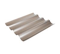 KJHBV Carbon Steel Baguette Baking Tray 4 Wave Slot Non-Stick French Bread Pan Perforated Oven Baking Mold 13X15 Inch Designed