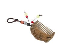 KJHBV Carved Mini Sandalwood Comb with Lotus and Fish Pattern, Portable Design with Woven Hanging Cord, for Travel and Home Salon Use, Artistic Craftsmanship in Vintage Oriental Style