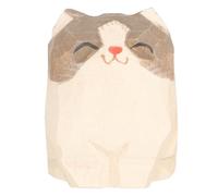 KJHBV Carved Wooden Cat Figurine Small Size Basswood Cat Statue with Fine Workmanship Artistic Simple Style Mini Wooden Ornaments for Yoga Or Study Room Decor