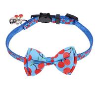 KJHBV Cat and Dog Collar Pet Accessory Adjustable Nylon Lightweight with Cherry Bow Tie and Bell, Elegant and Decorative Safe and Reusable Kitten Collar for Outdoor and Festival Parties