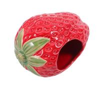 KJHBV Ceramic Strawberry Hamster Hideout House for Guinea Pigs and Small Animals, Cozy Retreat with Charming Design and Cooling Feature, for Daily Use and Summer Pet Habitat