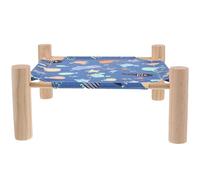 KJHBV Detachable Elevated Hamster Bed for Small Pets with Wooden Frame and Breathable Cloth Material, Reusable and Convenient to Use, Suitable for Hamster Cage or Rabbit Cage in Blue