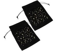 KJHBV Drawstring Jewellery Pouches Portable and Soft Storage Bags Black 2pcs Velour to Avoid Losing for Tarot Cards and Small Accessories for Wrapping and Travel