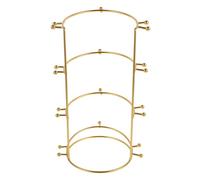 KJHBV Elegant Golden Metal Bride Crown Display Stand with Multilayer Design, Versatile Headwear Organizer and Tiara Storage Rack for Live Streaming and Jewelry Photography