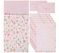 KJHBV Elegant Pink Floral Writing Paper and Envelope Set 5 Sets Paper Letter Kit Smooth Writing Stationery Supply for Graffiti and Copying Poems